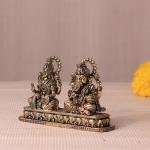 Superfine Ganesh Lakshmi Brass Idol | 3" x 3.75" x 1.5" Divine Murti | 200g Intricate Temple Art | Combined Deities on Single Base | Sacred Gift | Jaipurio